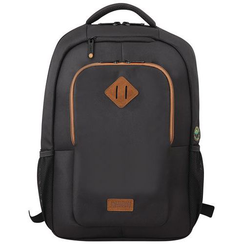 Compacte rugzak voor laptop van gerecycled nylon, Kleur: Zwart, Geschikt voor PC: 14 , Totale hoogte: 44 cm