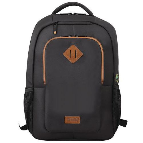 Compacte rugzak voor laptop van gerecycled nylon, Kleur: Zwart, Geschikt voor PC: 15.6 , Totale hoogte: 49 cm