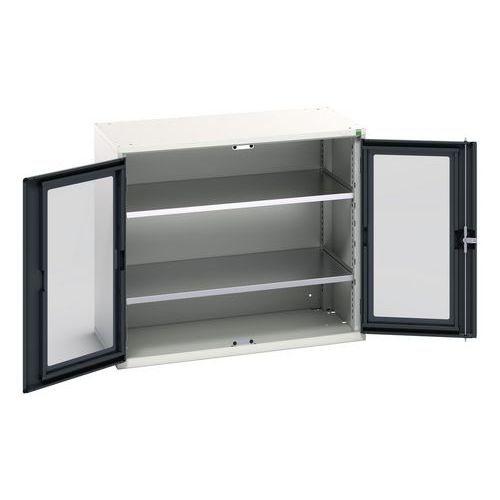 Hoge kast Verso 1050x550x900mm met raamdeur en 2 legborden - BOTT