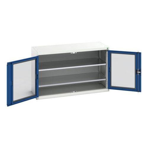 Hoge kast Verso 1300x550x800mm met raamdeur en 2 legborden - BOTT