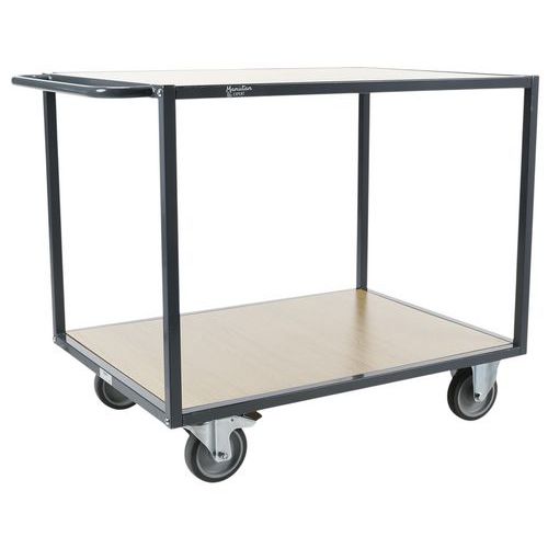 Transportwagen staal 2 houten plateau - 400 tot 500kg - Manutan Expert