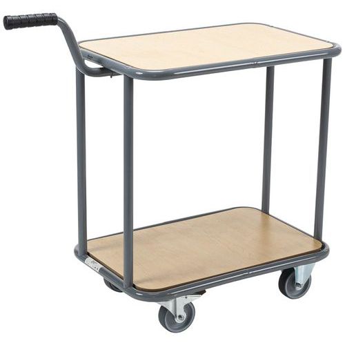 Rolwagen met 2 houten plateaus - Draagvermogen 200 kg - Manutan Expert