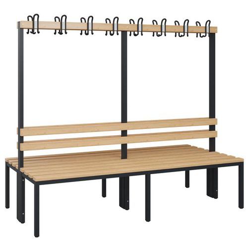 Houten bank - 8 tot 16 kledinghaken - Dubbelzijdig - CP