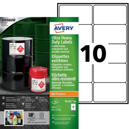 Printeretiket Ultra Heavy Duty polyethyleen - Voor alle printers