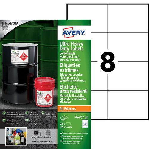 Printeretiket Ultra Heavy Duty polyethyleen - Voor alle printers