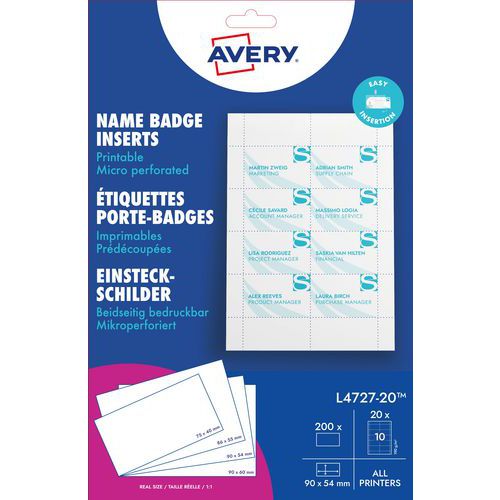 Microgeperforeerd insteekstuk voor badge - Avery