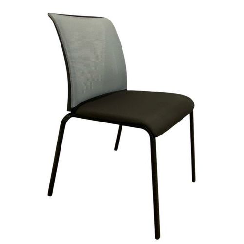 Refurbished ontvangst- en vergaderstoel stapelbaar - zwart en grijs