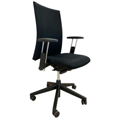 Refurbished ontvangst- en vergaderstoel stapelbaar - zwart en grijs