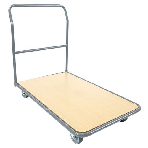 Plateauwagen staal met vaste duwbeugel - 250 kg - Manutan Expert