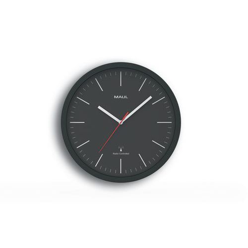 Wandklok MAULjump Ø 31 x 4.2 cm radiogestuurd kunststof zwart - Maul