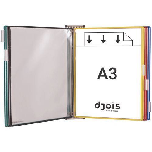 Draaibare wandhouder Tarifold - 10 hoezen voor A3-formaat