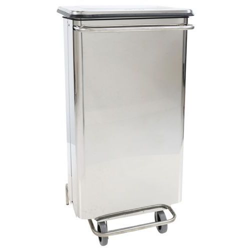 Mobiele container met verwijderbaar pedaal vóór rvs 110 l - Manutan Expert