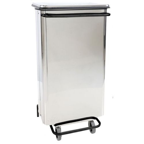 Mobiele container met verwijderbaar pedaal rvs 110 l - Manutan Expert