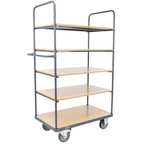 Etagewagen hoog 5 hout plateaus - 400 tot 500 kg - Manutan Expert