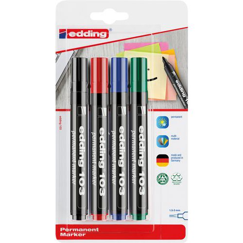 Set van 4 verschillende permanente markeerstiften - Edding