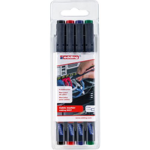 Kabelmarker set van 4 kleuren e-8407 - Edding
