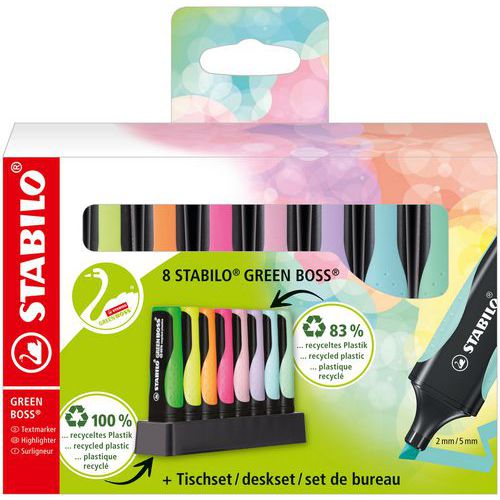 Markeerstiften bureauset Green Boss diverse kleuren - Stabilo