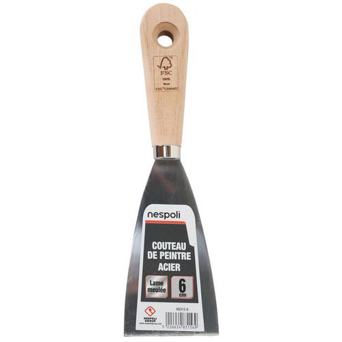 Plamuurmes staal 6 cm met heft FSC - Nespoli