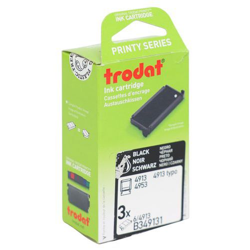 Kartonnen verpakk., 3 cassettes 6/4913 - Zwarte inkt- Trodat