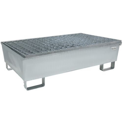 Conische stalen retentiebak 220 L - 2 vaten - Manutan Expert