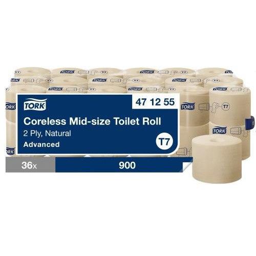 Toiletpapier mid-size op rol - Coreless - Naturel - T7 Advanced - Tork