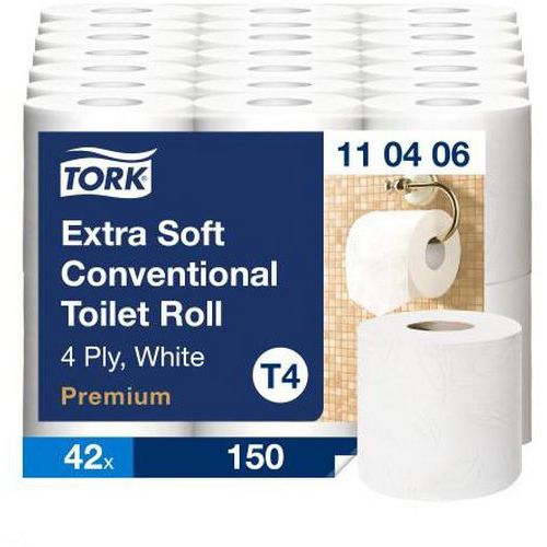 Rol extra zacht toiletpapier 4-laags wit T4 Premium