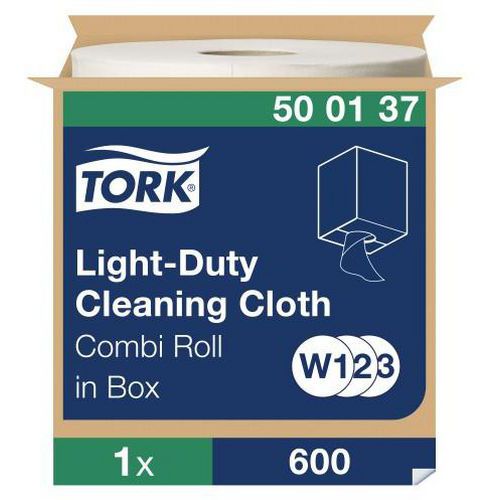 Reinigingsdoek licht - op rol - wit 123 - Tork