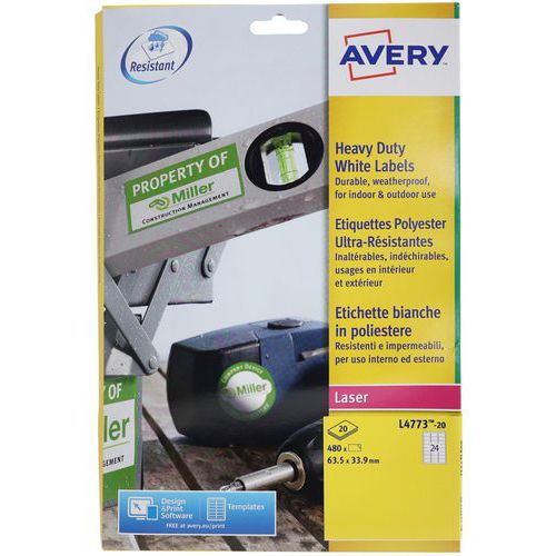 Zelfklevend etiket ultrastevig wit - Laserprinter