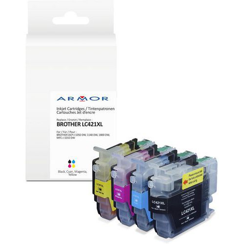 Inktcartridge compatibel voor Brother LC421XL - 4 kleuren - ARMOR