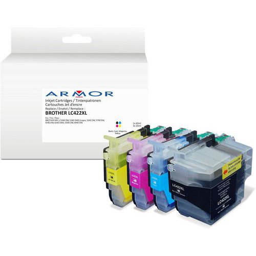 Inktcartridge compatibel voor Brother LC422 - 4 kleuren - ARMOR