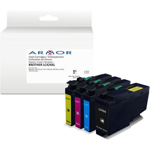 Inktcartridge compatibel voor Brother LC424 - 4 kleuren - ARMOR