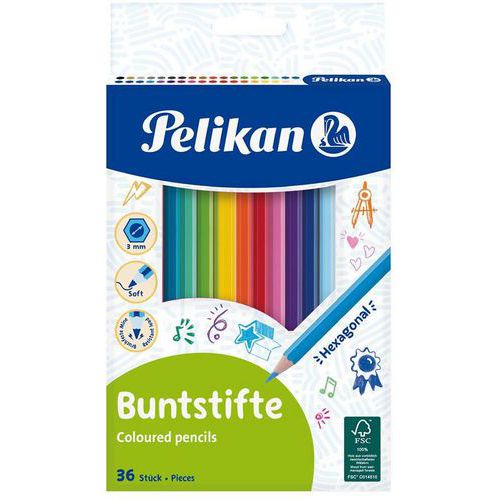 kleurpotlood - zeshoekig  - set van 36 - assorti - Pelikan