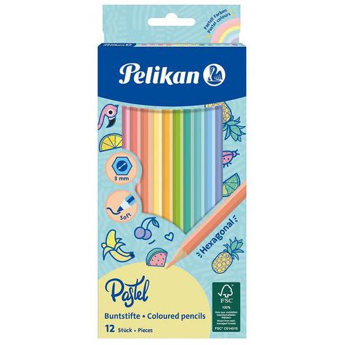 Kleurpotlood Hexagonal Pastel - set van 12 - assorti - Pelikan