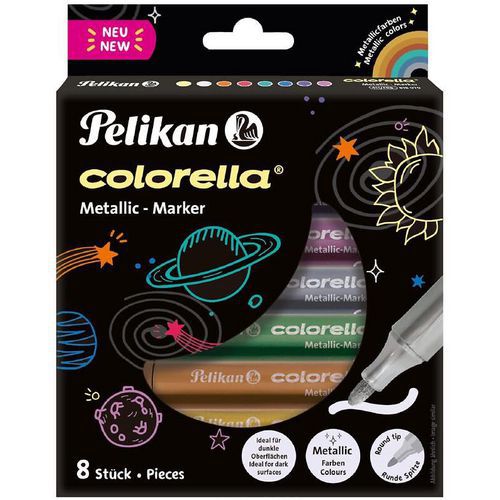 Viltstift Colorella Metallic - set van 8 - assorti - Pelikan