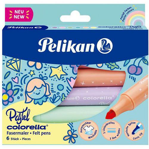 Viltstift Colorella Super Pastel -set van 6 assorti - Pelikan