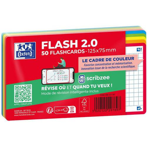 Flashcard  Bristol 2.0 niet-geperforeerd  - set a 50 assorti - Oxford