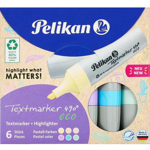 Markeerstift 490 Eco pastel - set a 6 - assorti - Pelikan