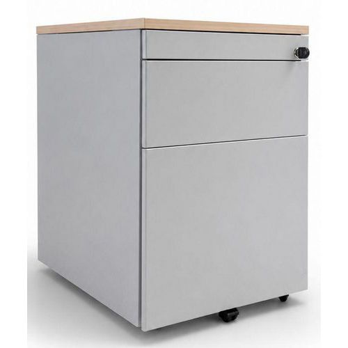 Refurbished verrijdbaar ladeblok - 2 laden - Grijs