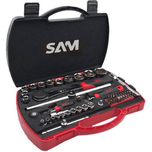 Doppen en accessoires 1/4'' 1/2'' in mm - koffer 60 stuks - Sam