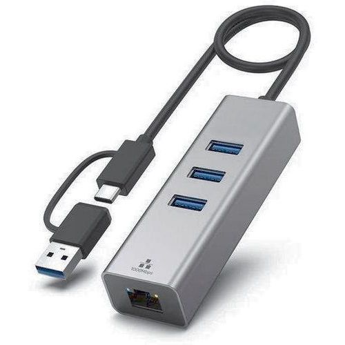 USB-C/A 3.1-adapter METAL GIGALAN + HUB met 3 USB-A-poorten - CUC