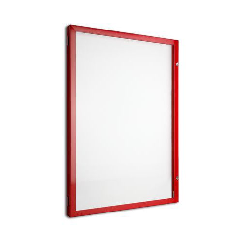 Buitenvitrine met draaideur - Aluminium achterwand - Rood frame - AME