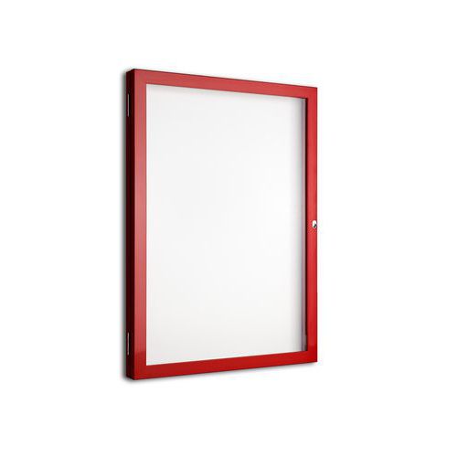 Buitenvitrine met draaideur - Aluminium achterwand - Rood frame - AME