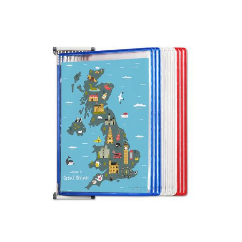 Wandhouder 10 hoezen voor A4-formaat in blauw wit rood - Tarifold