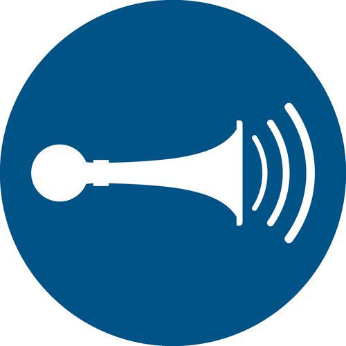 Panneau pictogramme utilisation d'une corne sonore obligatoire