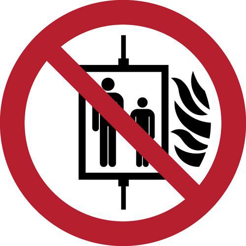 Panneau picto. En cas d'incendie, interdiction d'utiliser l'ascenseur