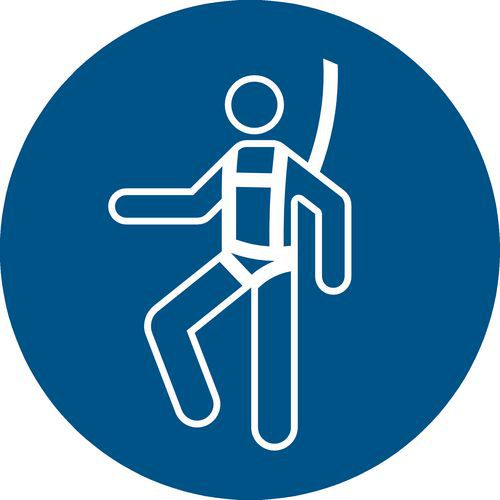 Pictogram Veiligheidsharnas verplicht Pictogram Veiligheidsharnas verplicht