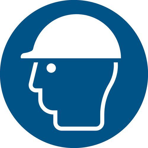 Panneau pictogramme casque de protection obligatoire