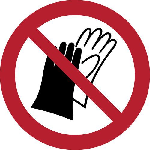 Pictogram Verboden handschoenen te dragen