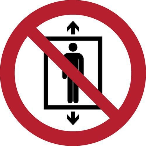 Panneau picto. Interdiction pour les personnes d'utiliser l'ascenseur