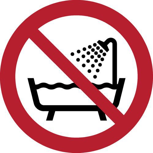 Pictogram Verboden te gebruiken in een bad, douche of waterreservoir